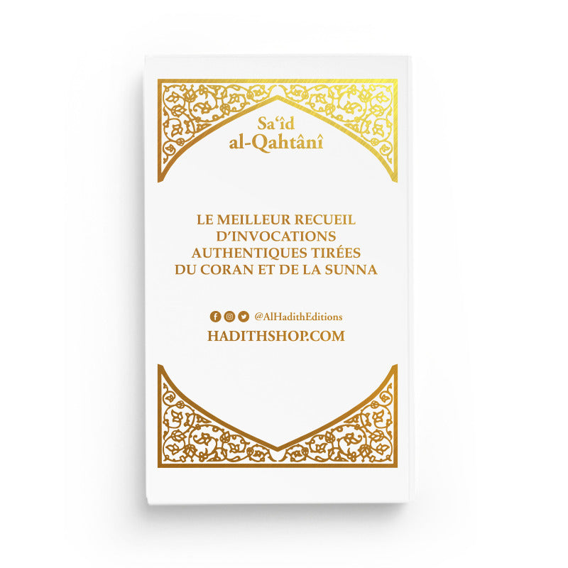 verso du livre blanc avec écriture dorée la citadelle du musulman