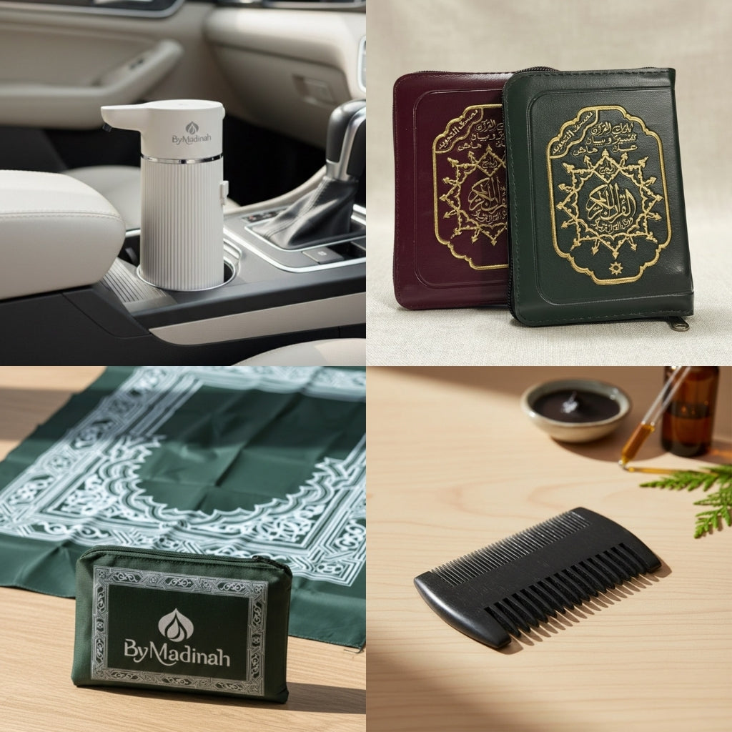 mosaïque comprenant les produits principaux du coffret Safar