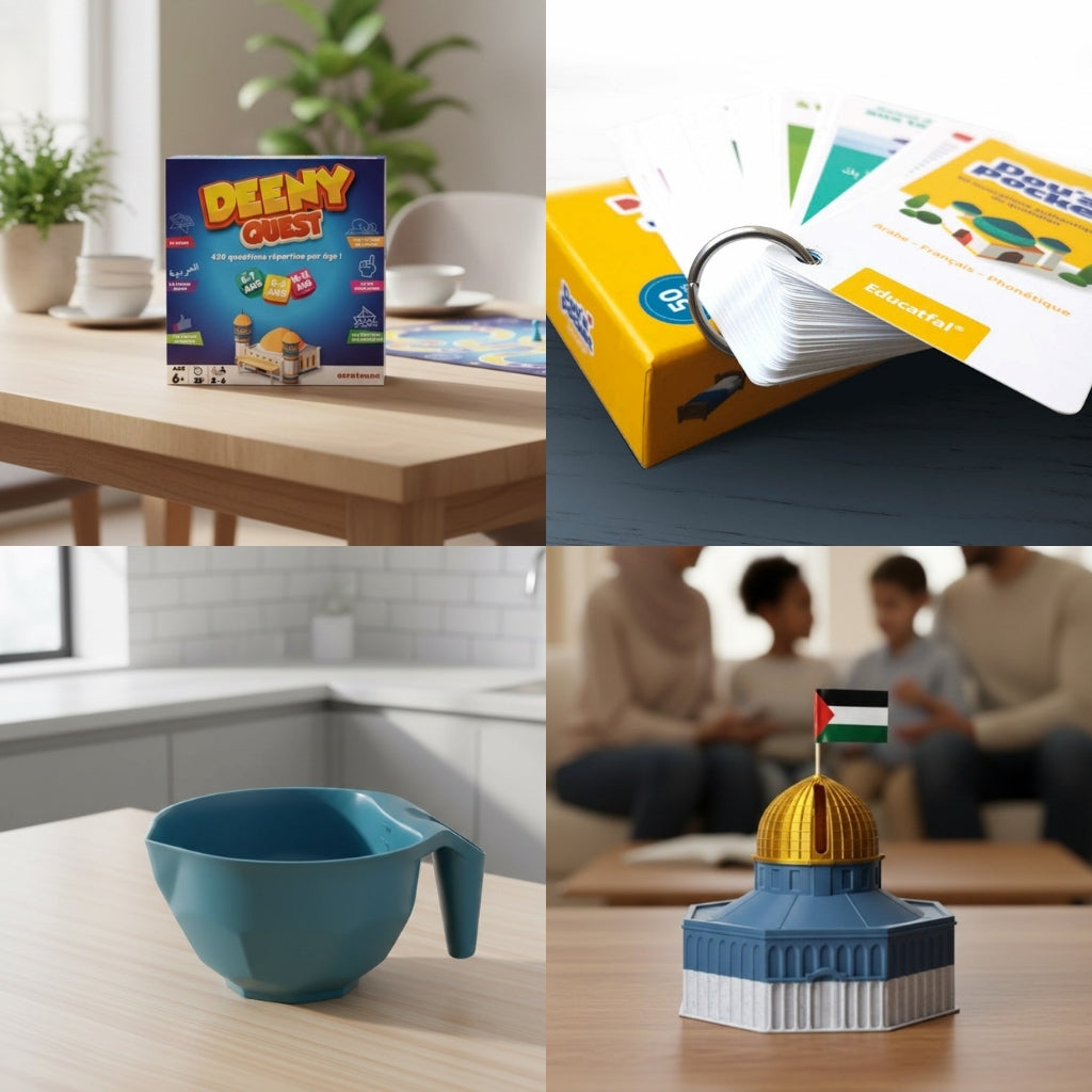 mosaïque comprenant les produits principaux du coffret Super-muslim