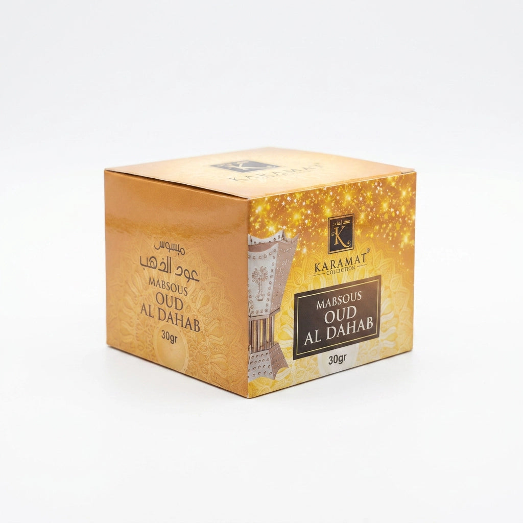 boite de Oud al Dahab Karamat jaune