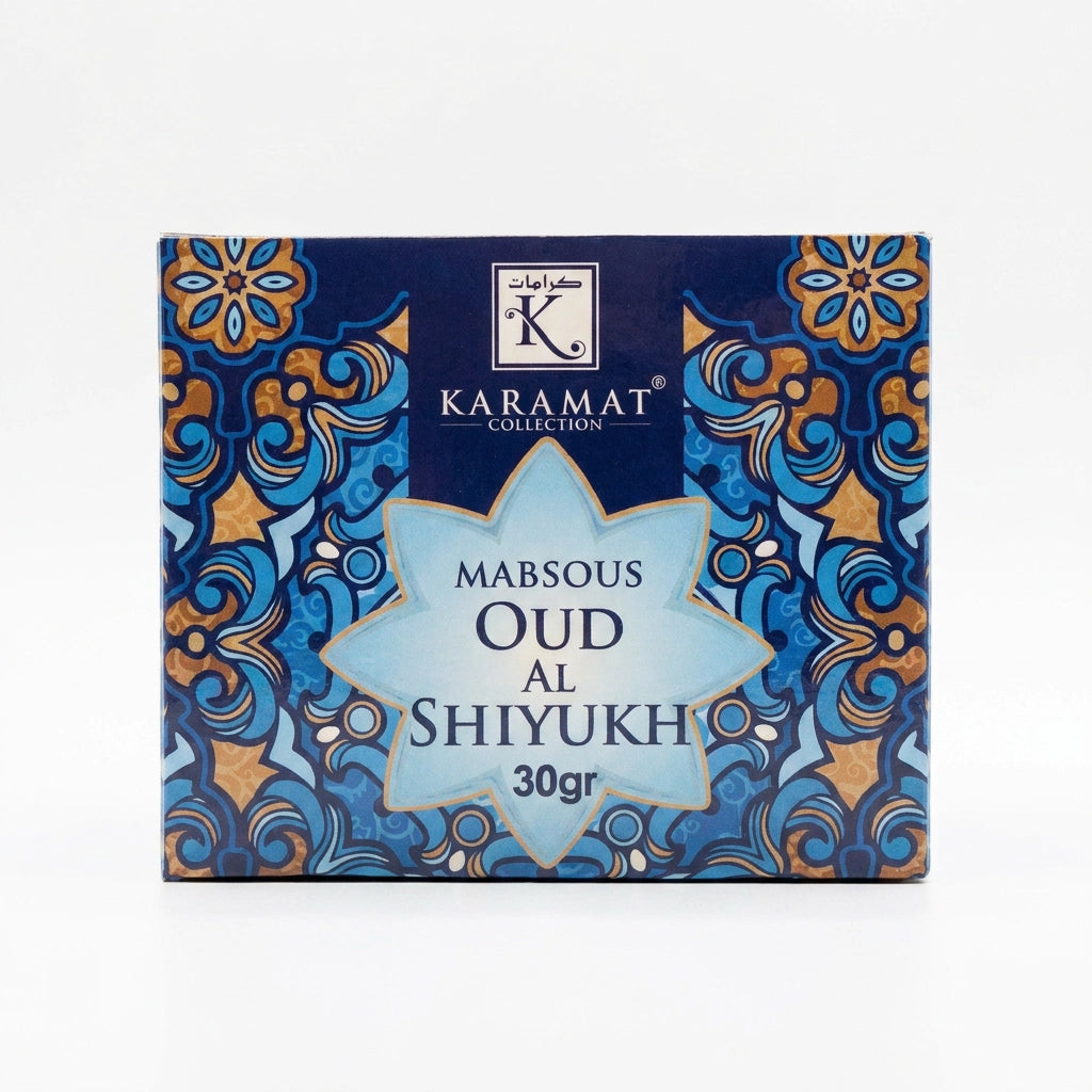 Boite de Oud al Shiyukh karamat bleue