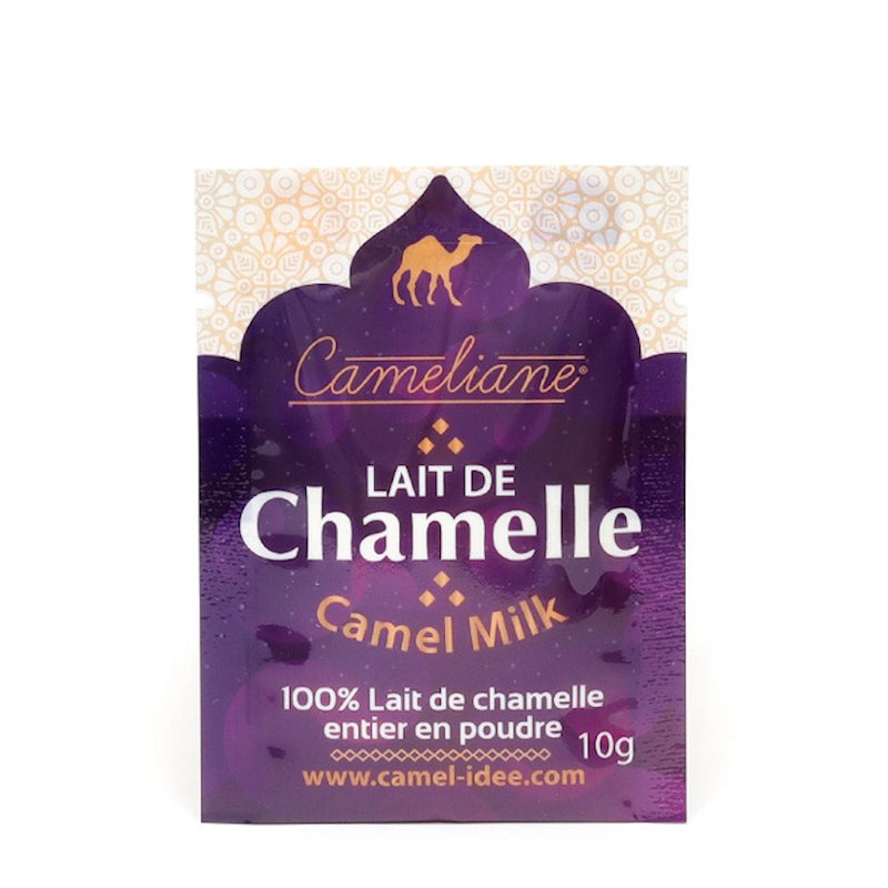 Devant du sachet de 10g de lait de chamelle