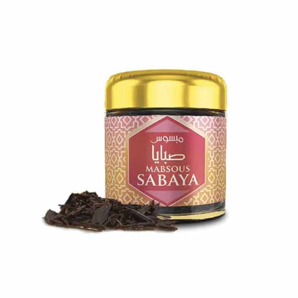 Boîte de Bakour Sabaya rose avec du Oud devant