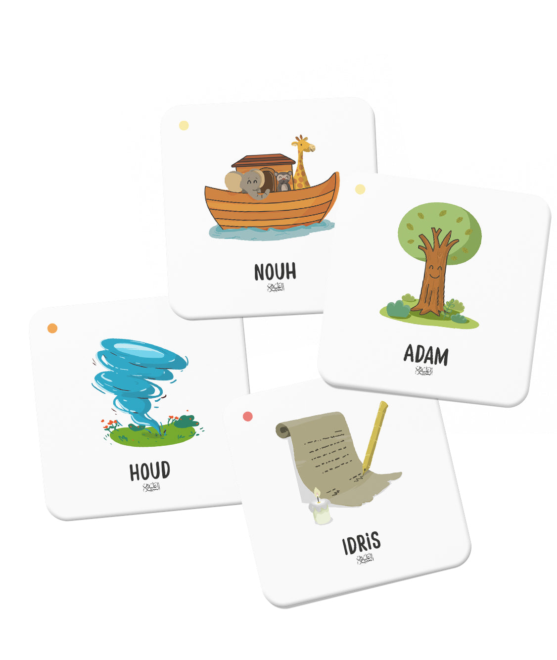 exemples de cartes des prophètes du jeu pour mémoriser les prophètes du Coran
