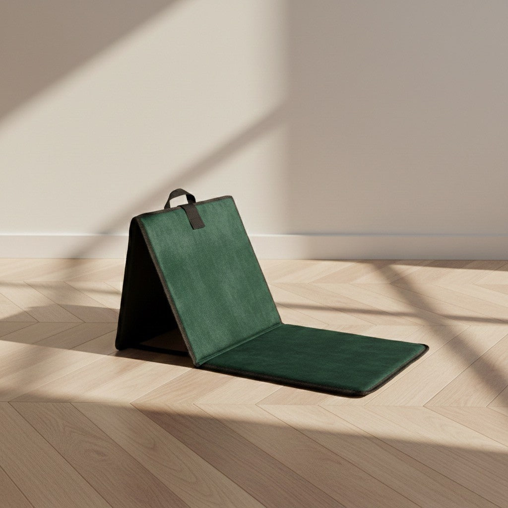 Tapis de prière vert, confort et pliable pour des longues sessions à la mosquée
